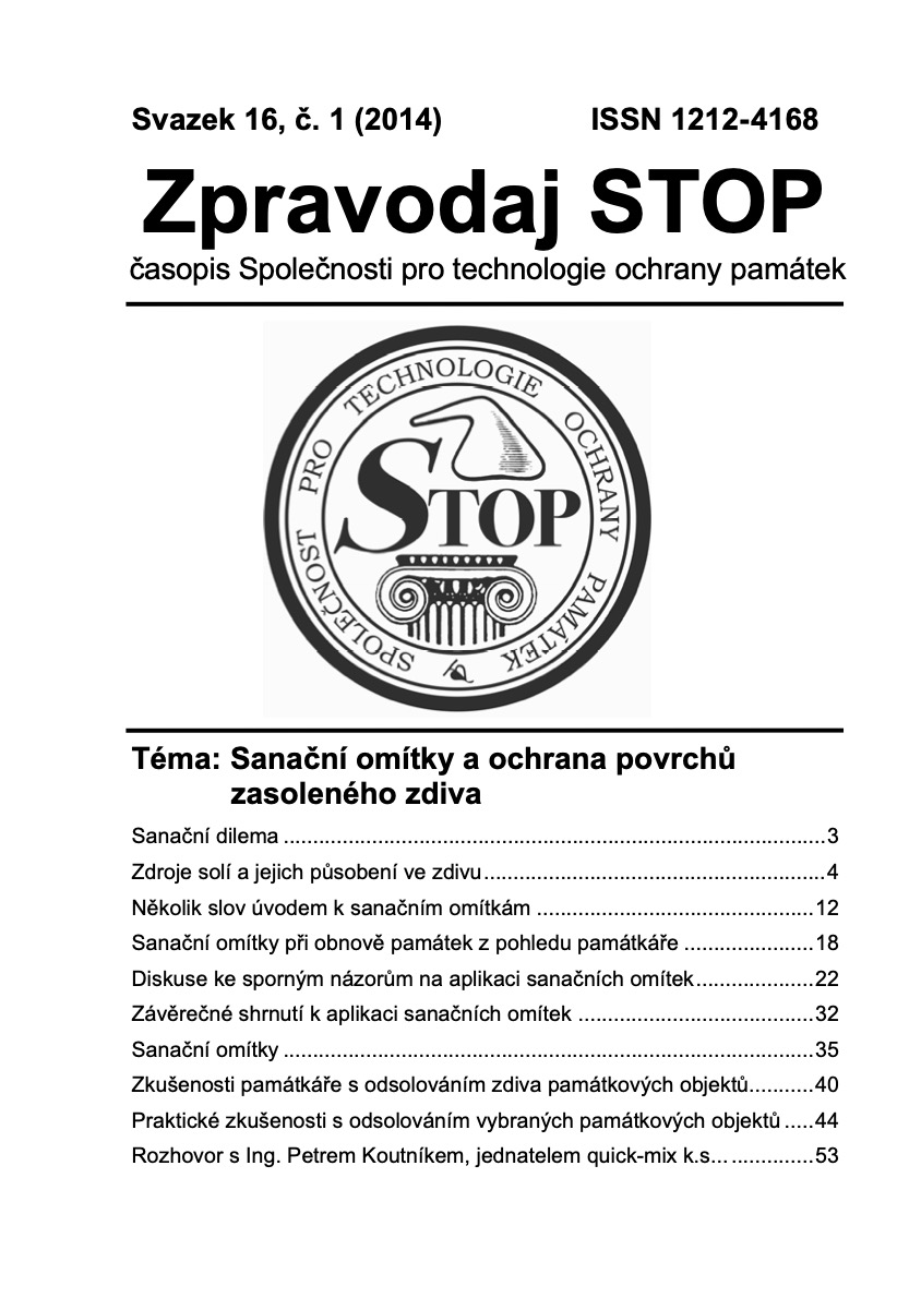 Sanační omítky a ochrana povrchů zasoleného zdiva